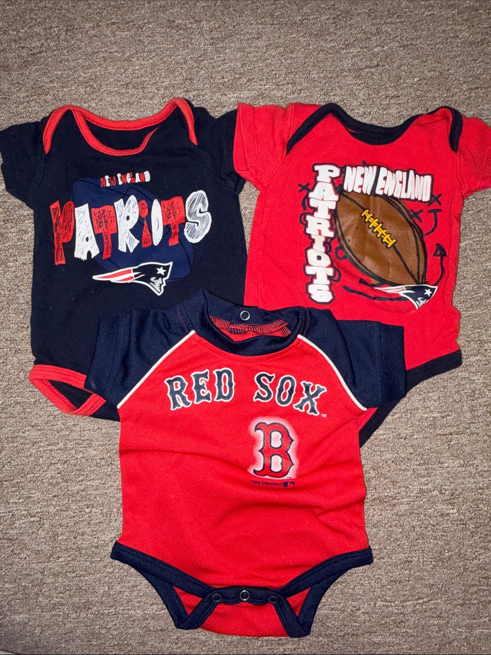 Red Sox & Patriots Infant 3-Pack Bodysuit Set - Red/Navy